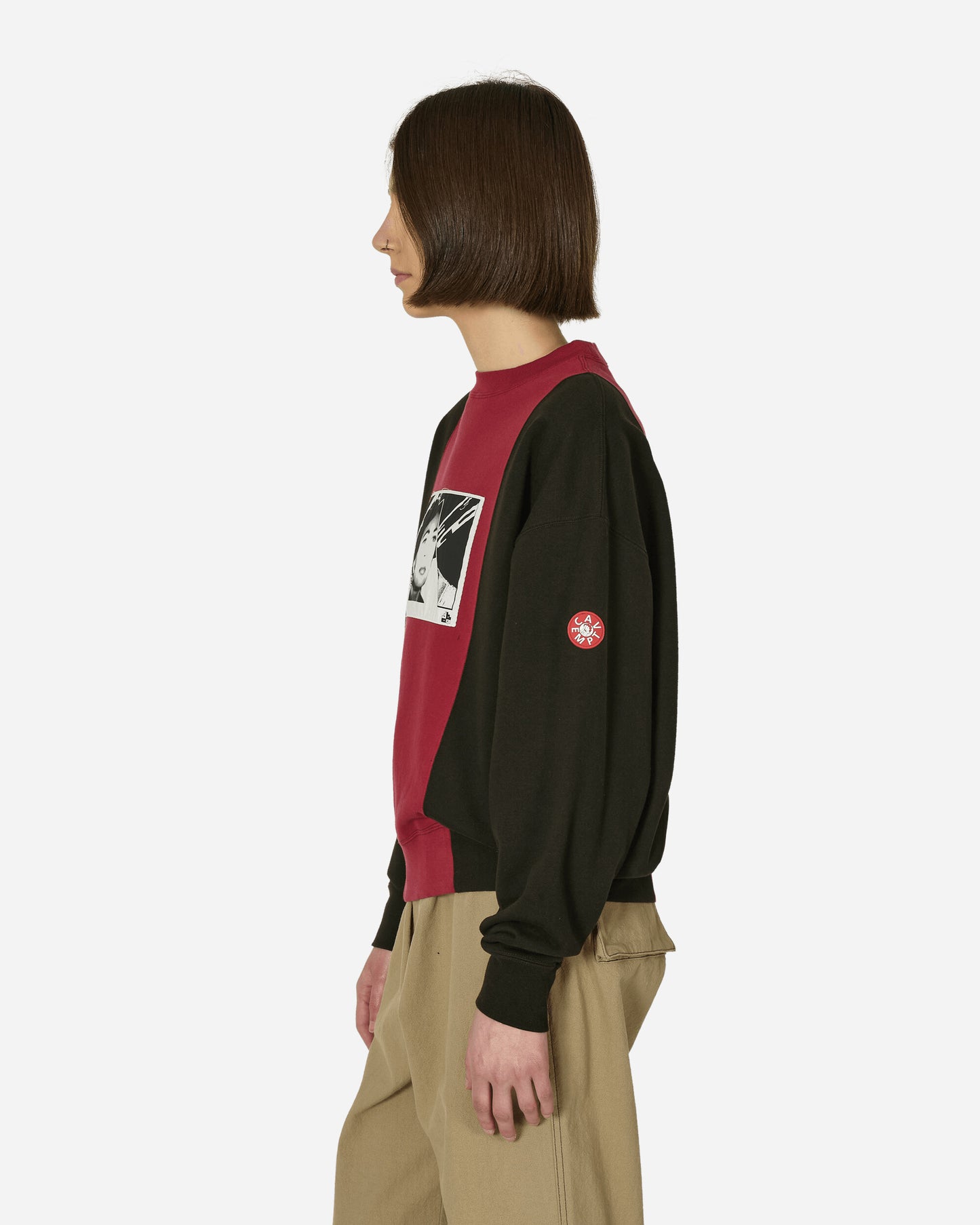 Cav Empt Paneled Two Tone Crew Neck Red Sweatshirts Crewneck CES25CS13 RED