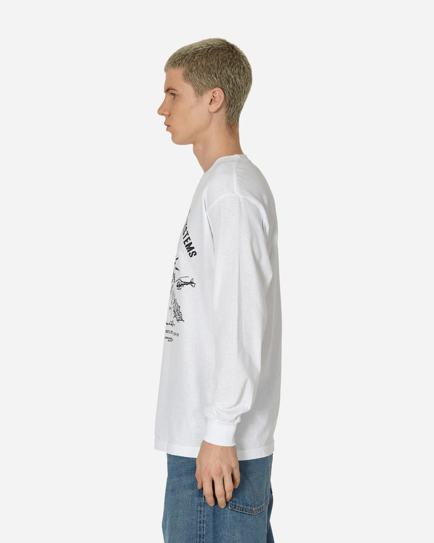 L.I.E.S. Records L.I.E.S. Statue L/S T-Shirt White T-Shirts Longsleeve LIESLS-003 003