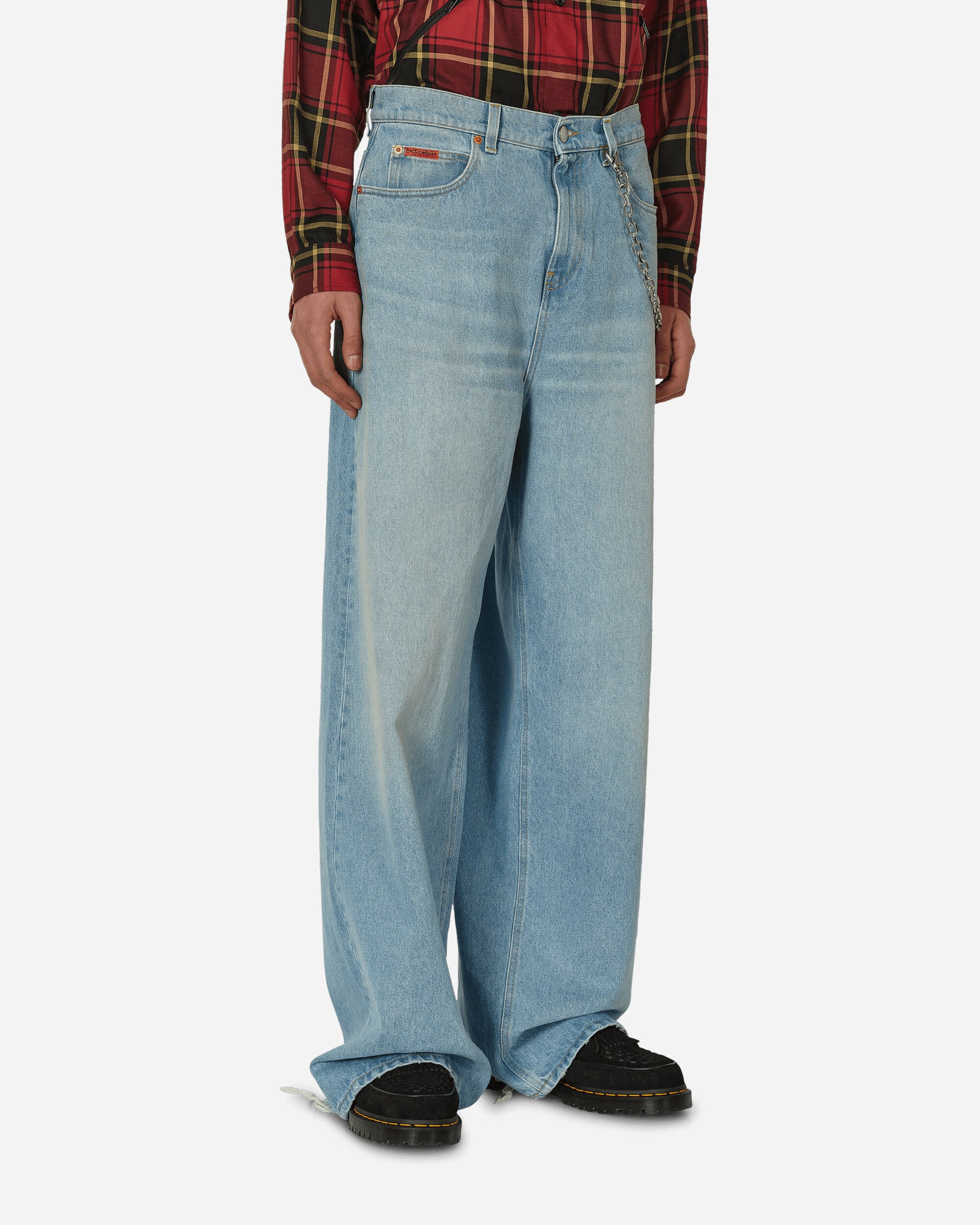 Extended Wide Leg Jeans Bleached Wash
