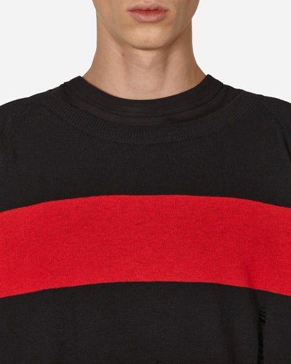 Peel & Lift Peel & Lift  X Slam Jam Damaged Stripe Jumper Black/Red Knitwears Sweaters PL23-K004 001