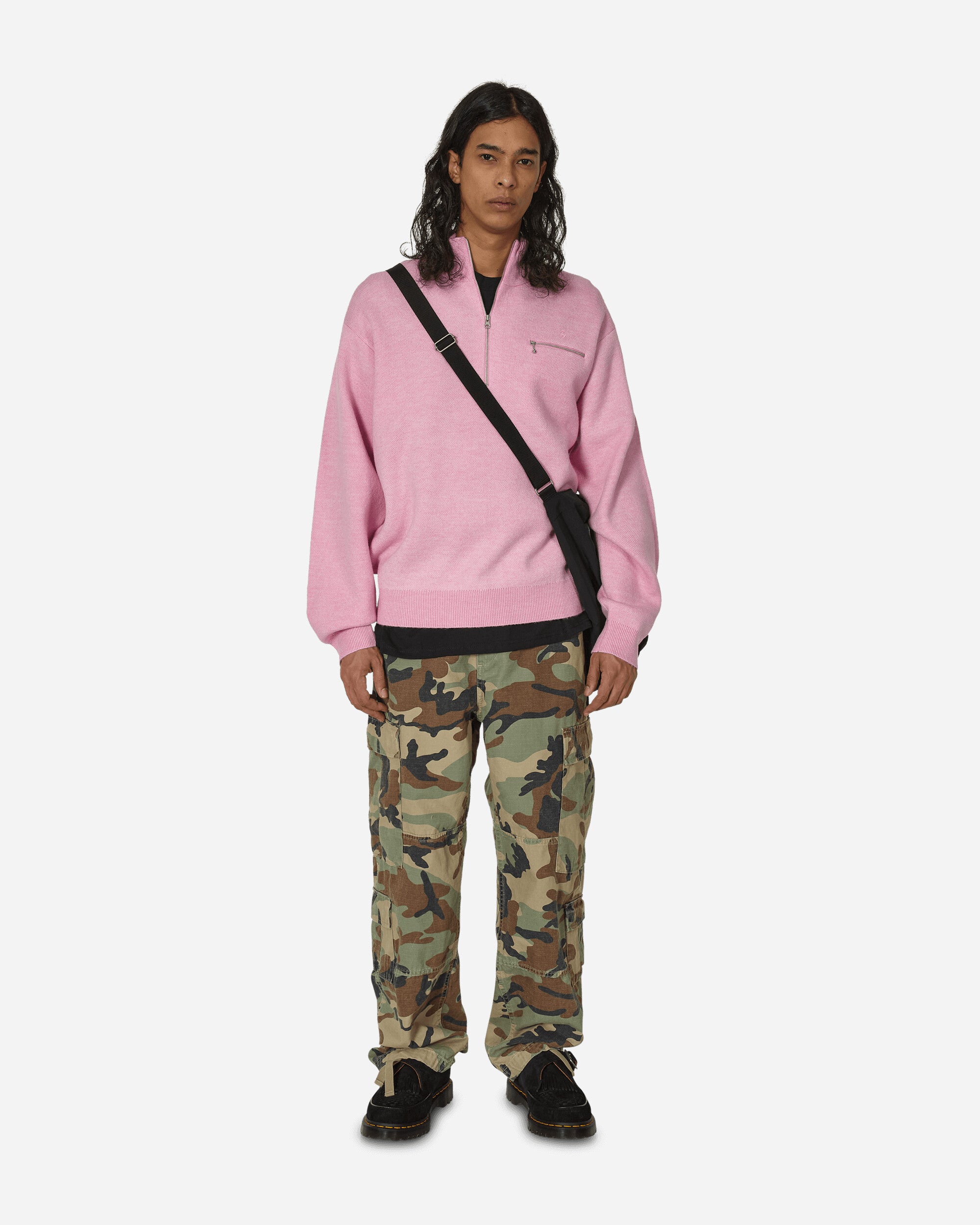 Stüssy Half Zip Mock Neck Sweater Pink Sweatshirts Zip-Ups 117219 0604