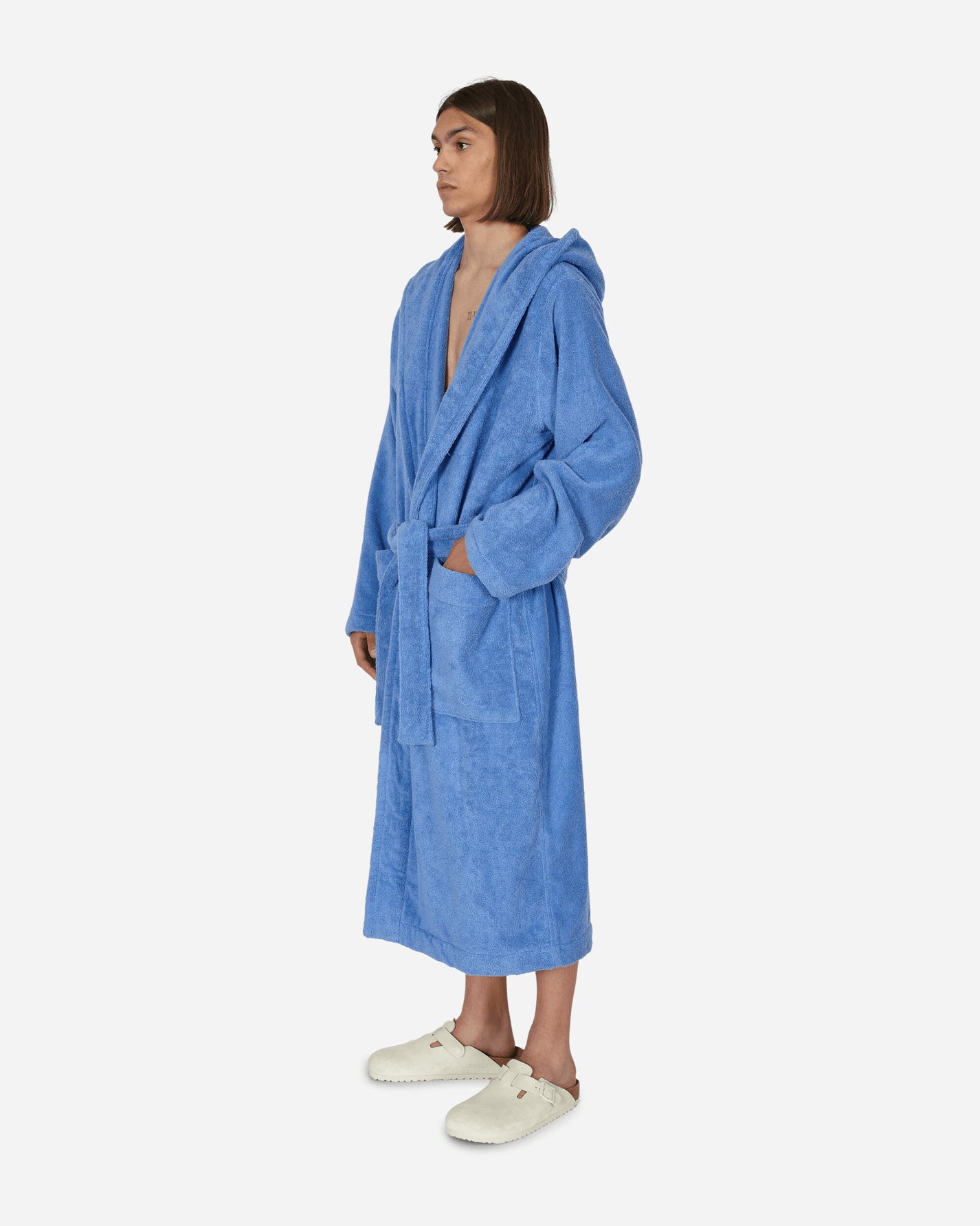 Tekla Hooded Bathrobe Clear Blue Textile Bathrobes BT CL