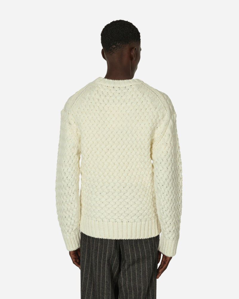 AMOMENTO Mens Crochet Knit Pullover Ivory Knitwears Sweaters AM23FWM07KN 001
