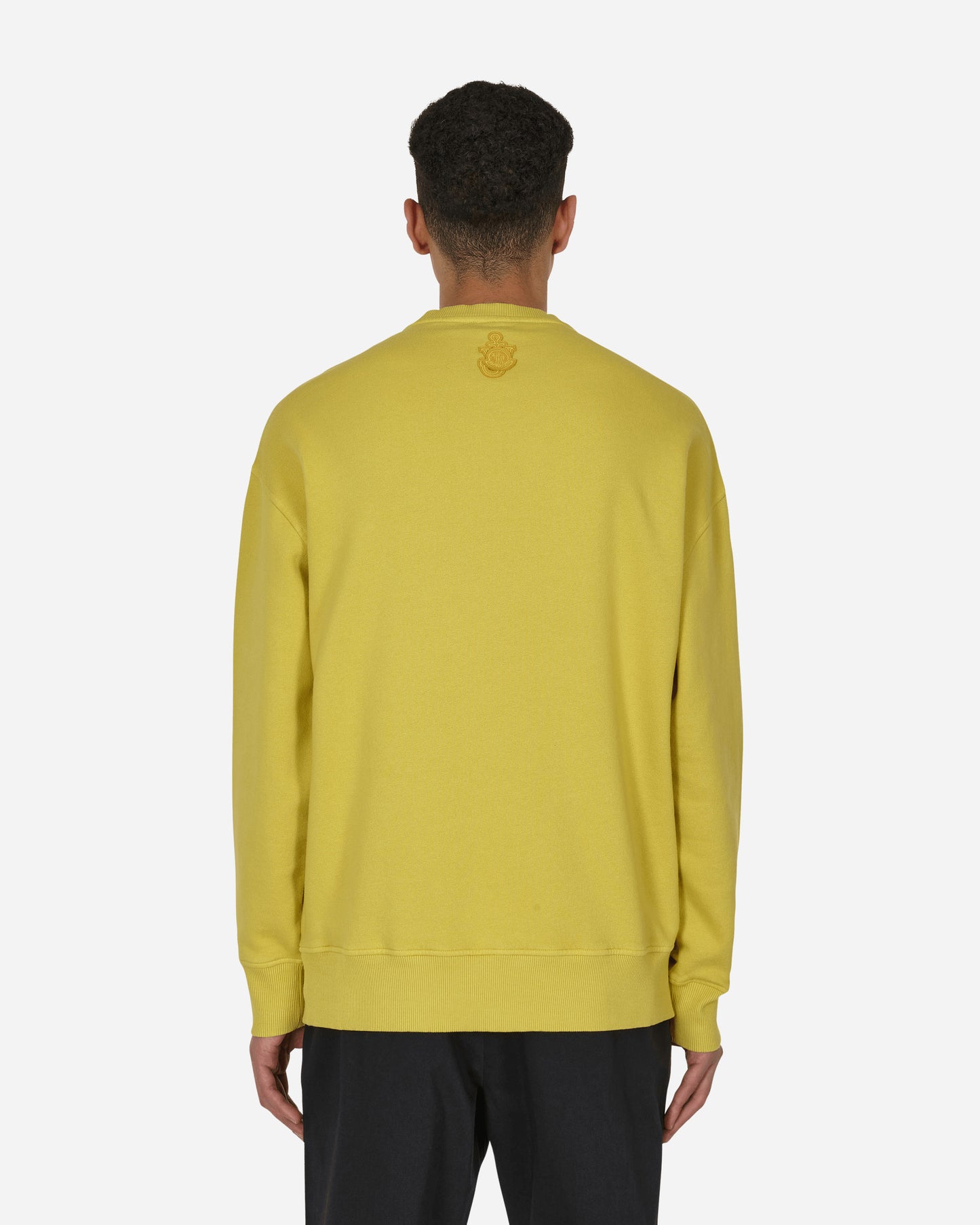 Moncler Genius Jwa Garment Dyed Crewneck With Jwa Logo Light Yellow Sweatshirts Crewneck H209E8G00008 112