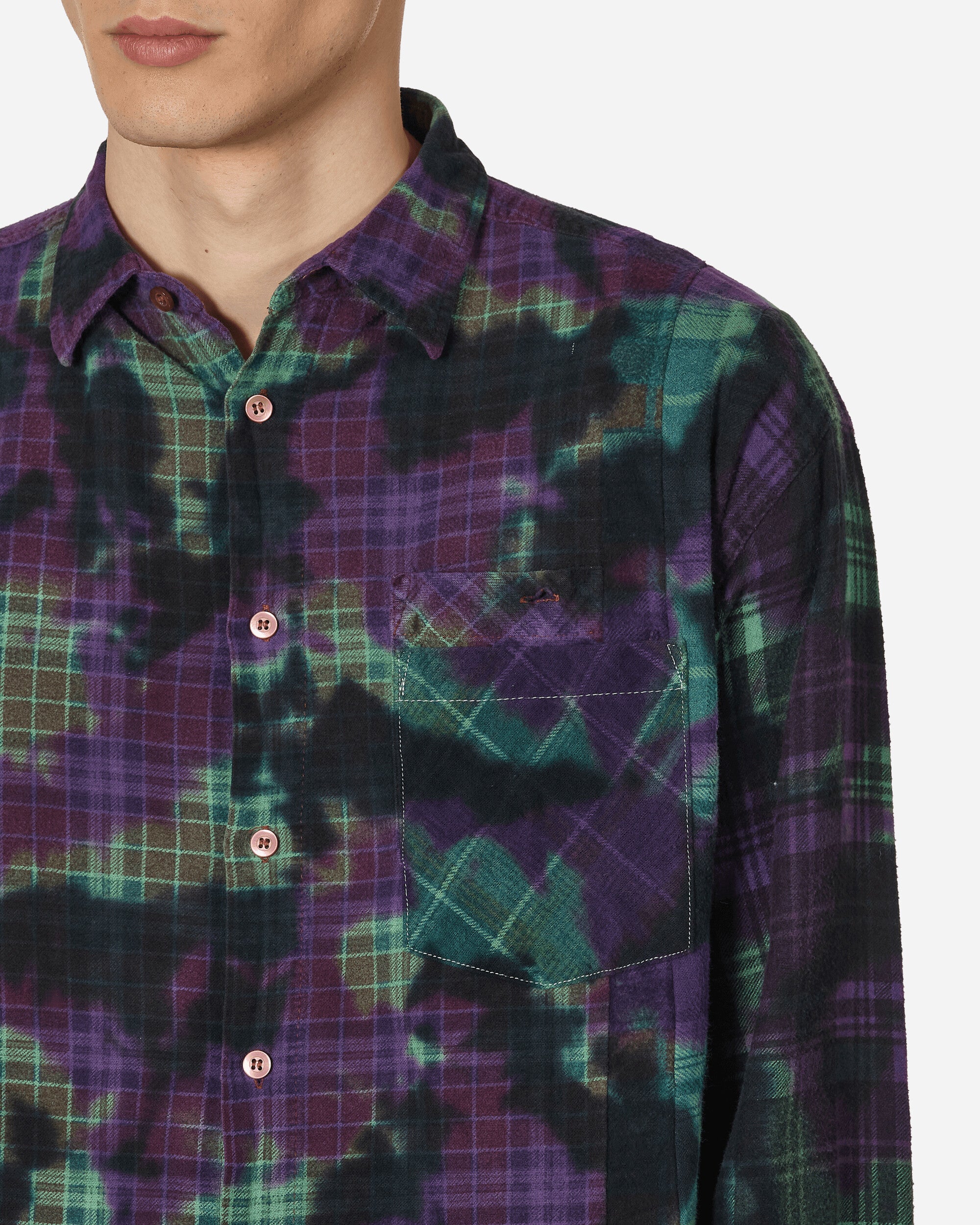 Needles Flannel Shirt - 7 Cuts Wide Shirt / Uneven Dye Assorted Shirts Longsleeve Shirt MR350 1010