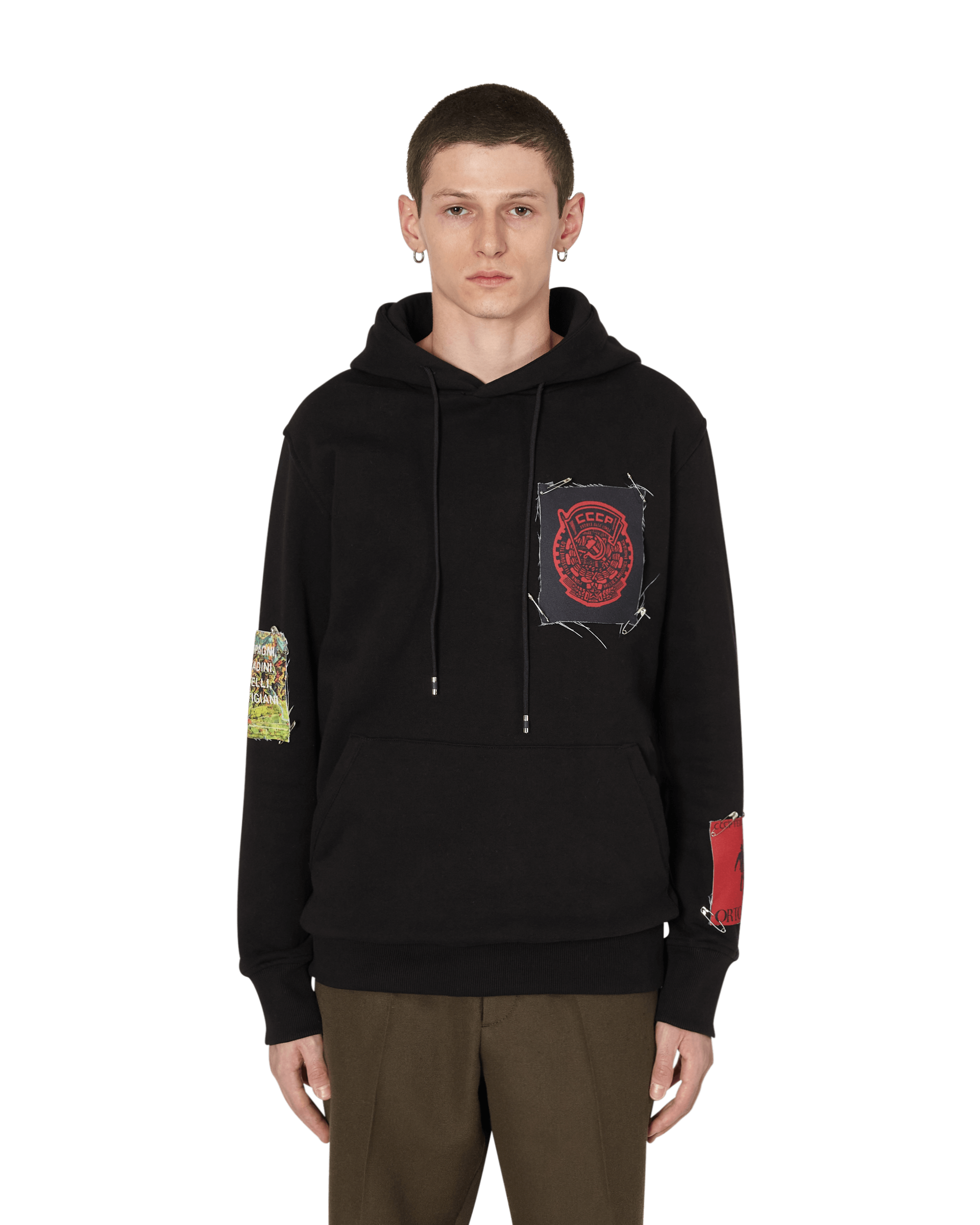 Slam Jam CCCP FEDELI ALLA LINEA - HOODED SWEATSHIRT WITH PATCHES BLACK Sweatshirts Hooded SJAUSW01JY02 BLK001