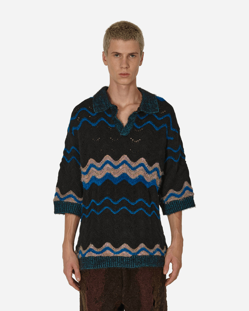 Northern Soul Knit Polo Sweater Black / Blue
